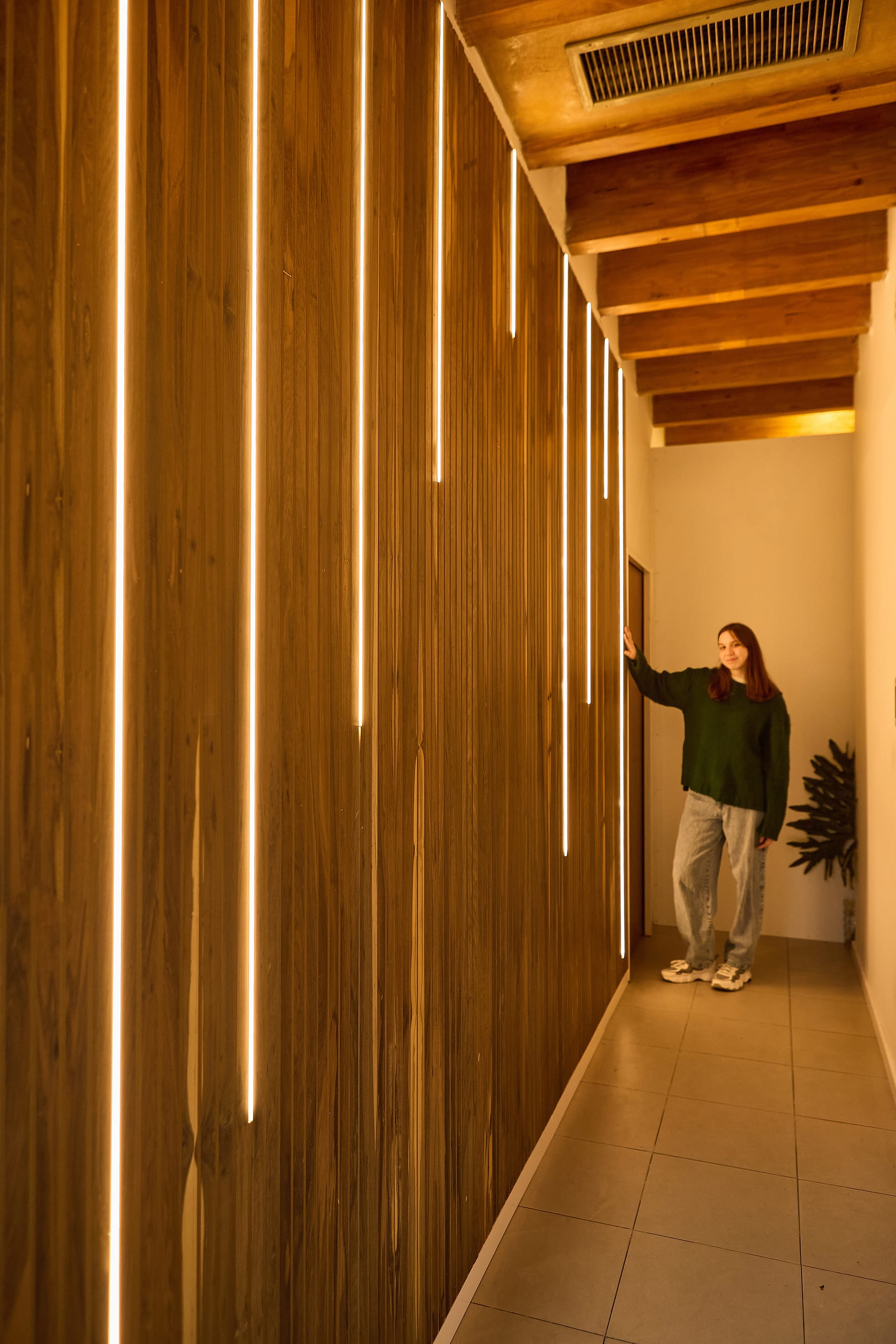 Revestimientos con iluminación LED integrada — paneles alistonados lumínicos
